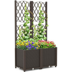 Jardiniera de flori + spalier Costway GT4394CF (Brown)