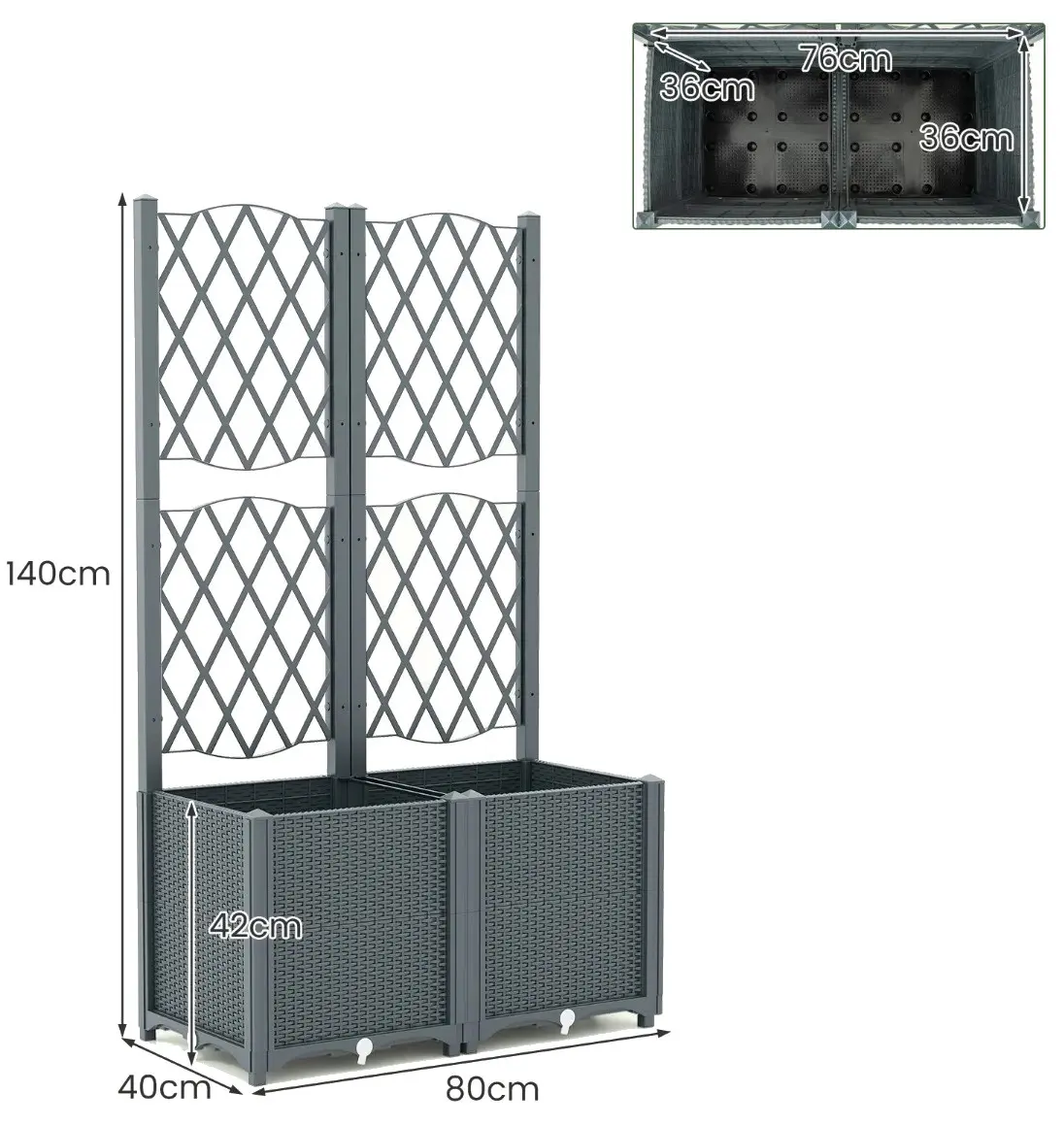 Цветочный ящик + шпалера Costway GT4394GR (Grey) - 2