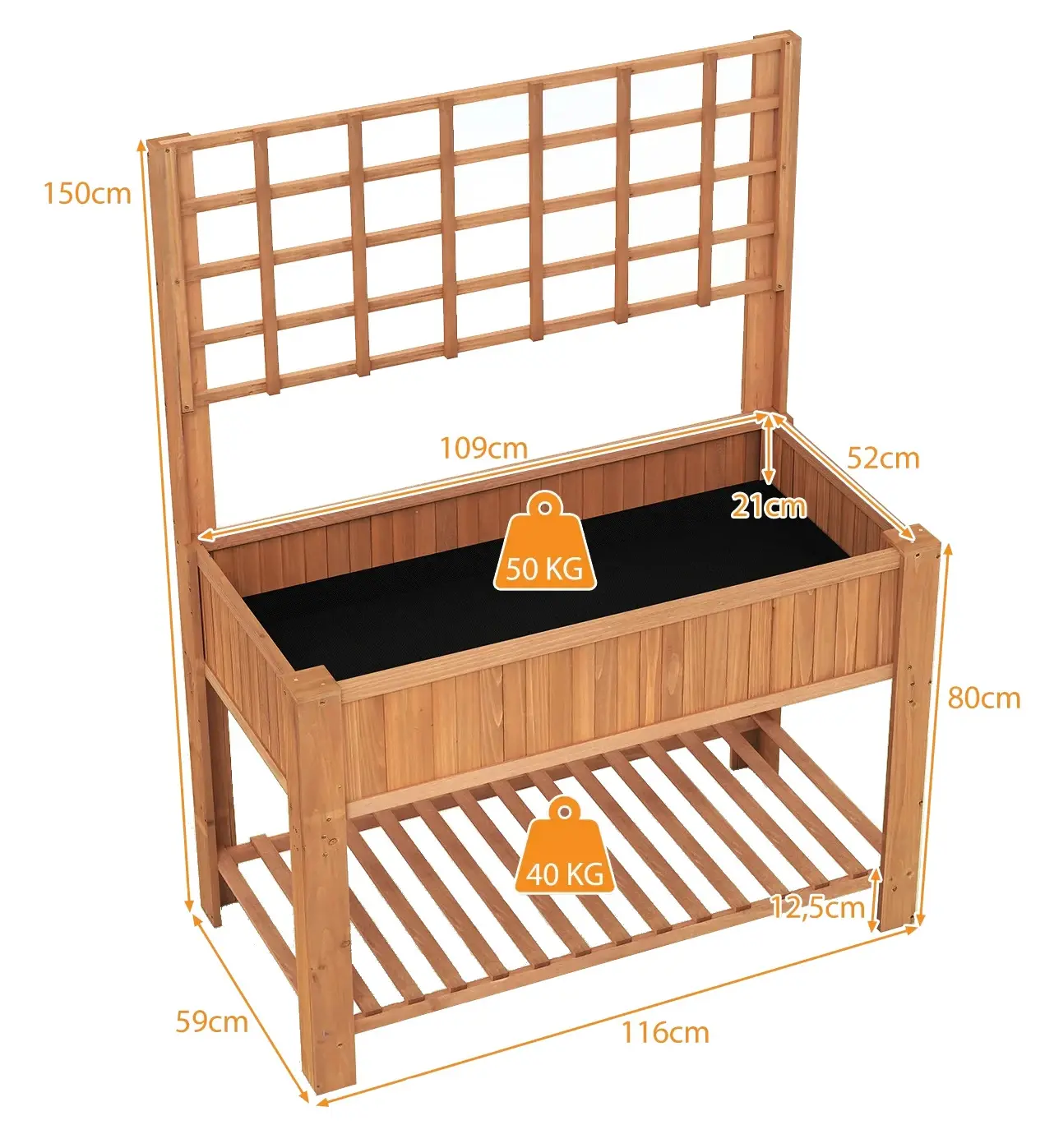 Jardiniera de flori + spalier Costway GT4441CF (Brown) - 3