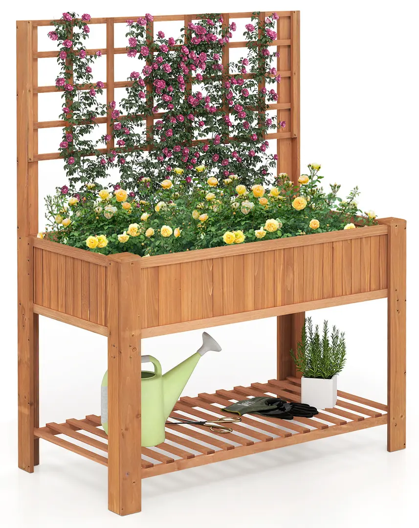 Jardiniera de flori + spalier Costway GT4441CF (Brown)