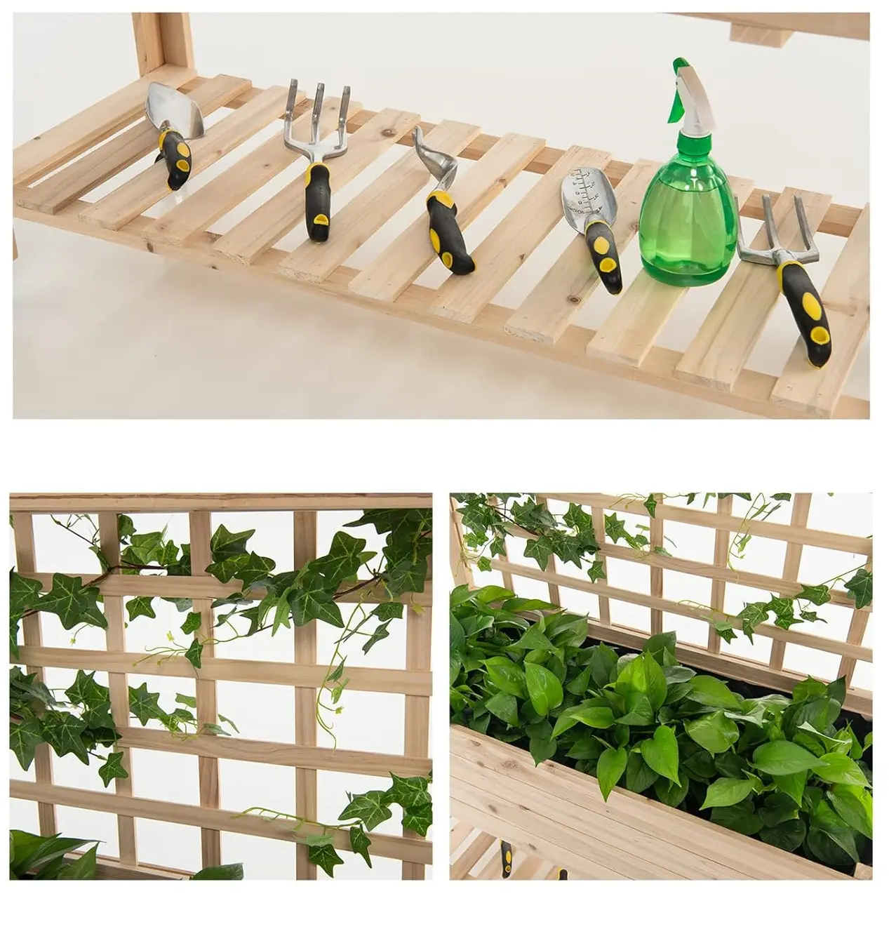 Jardiniera de flori + spalier Costway GT4441NA (Natural) - 3