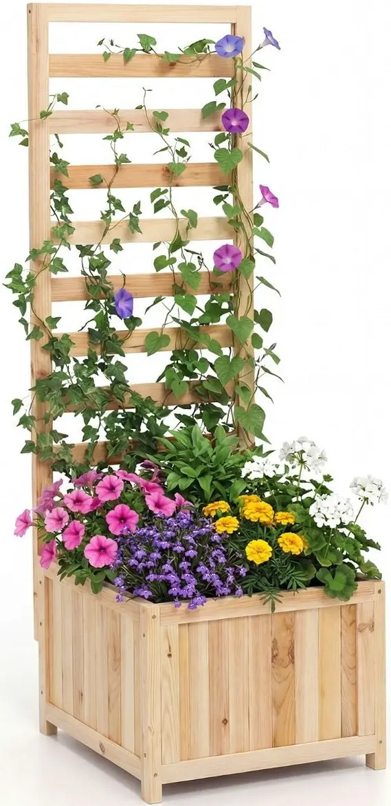 Jardiniera de flori + spalier Costway GT4646NA (Natural) - 2