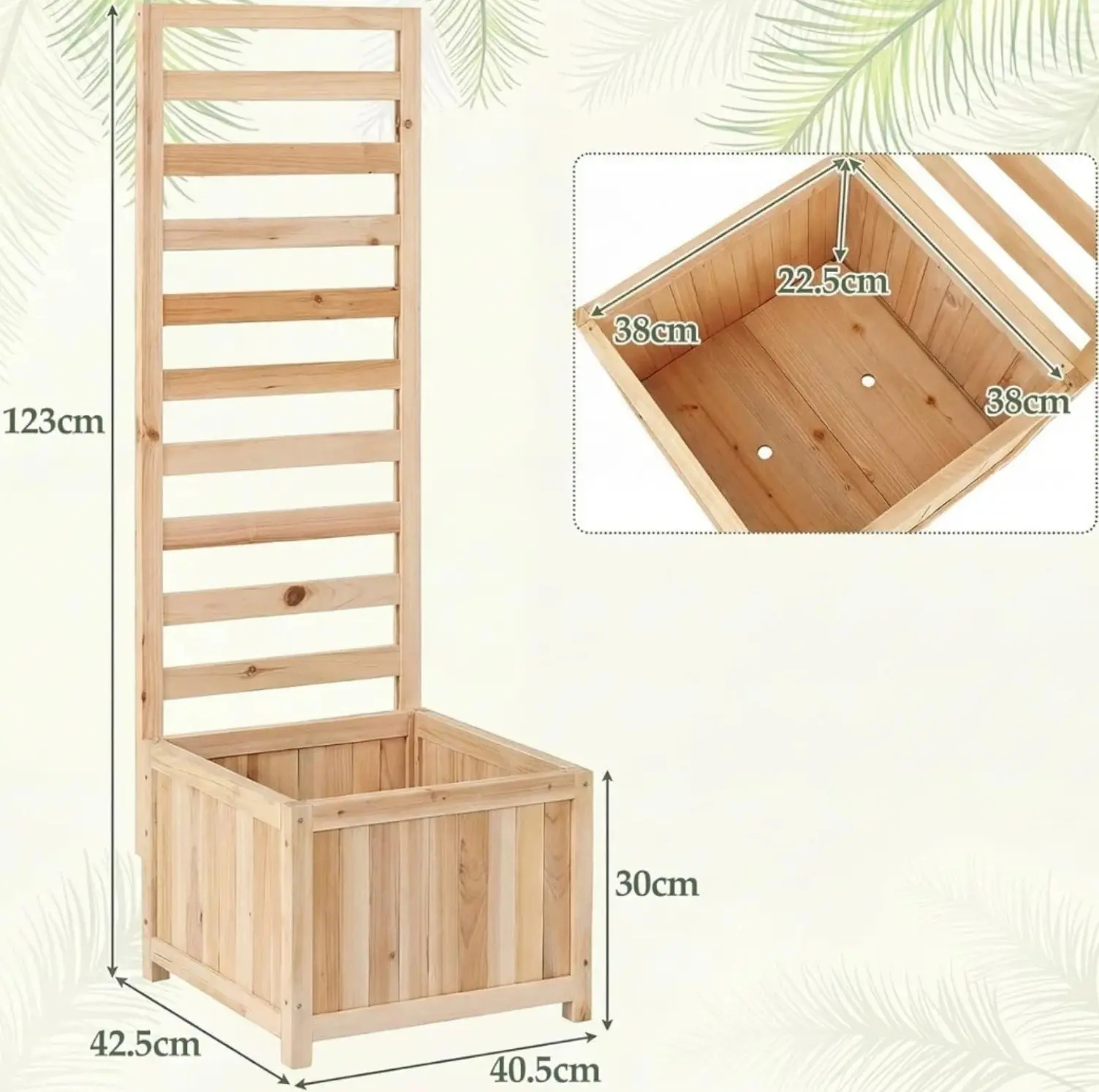 Jardiniera de flori + spalier Costway GT4646NA (Natural) - 3