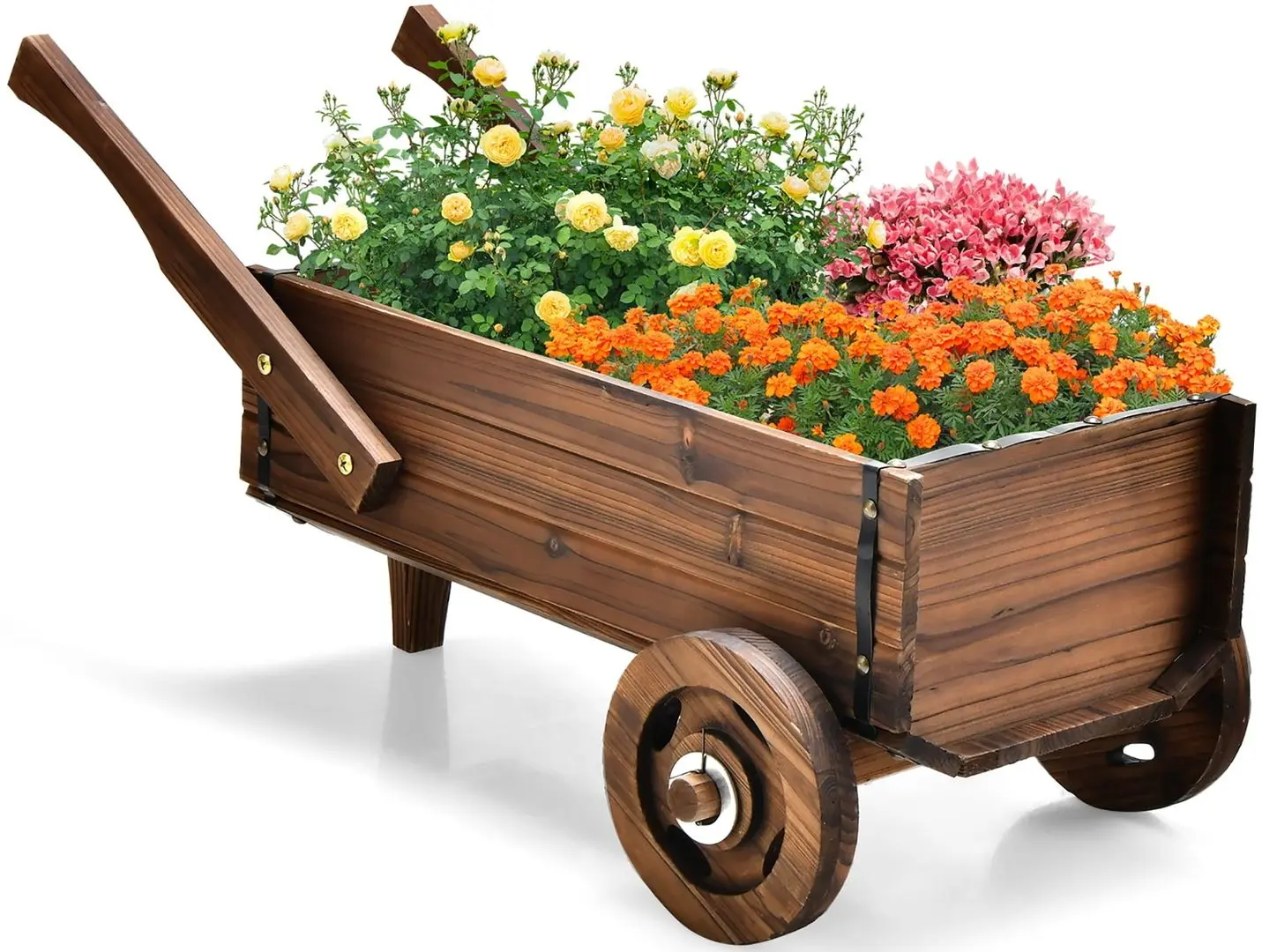 Carucior decorativ pentru flori Costway GT3929CF (Rustic Brown)
