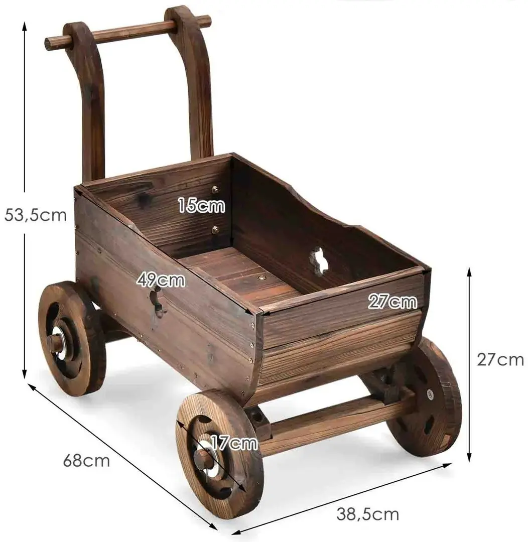 Декоративная тележка для цветов Costway GT3930CF (Rustic Brown) - 3