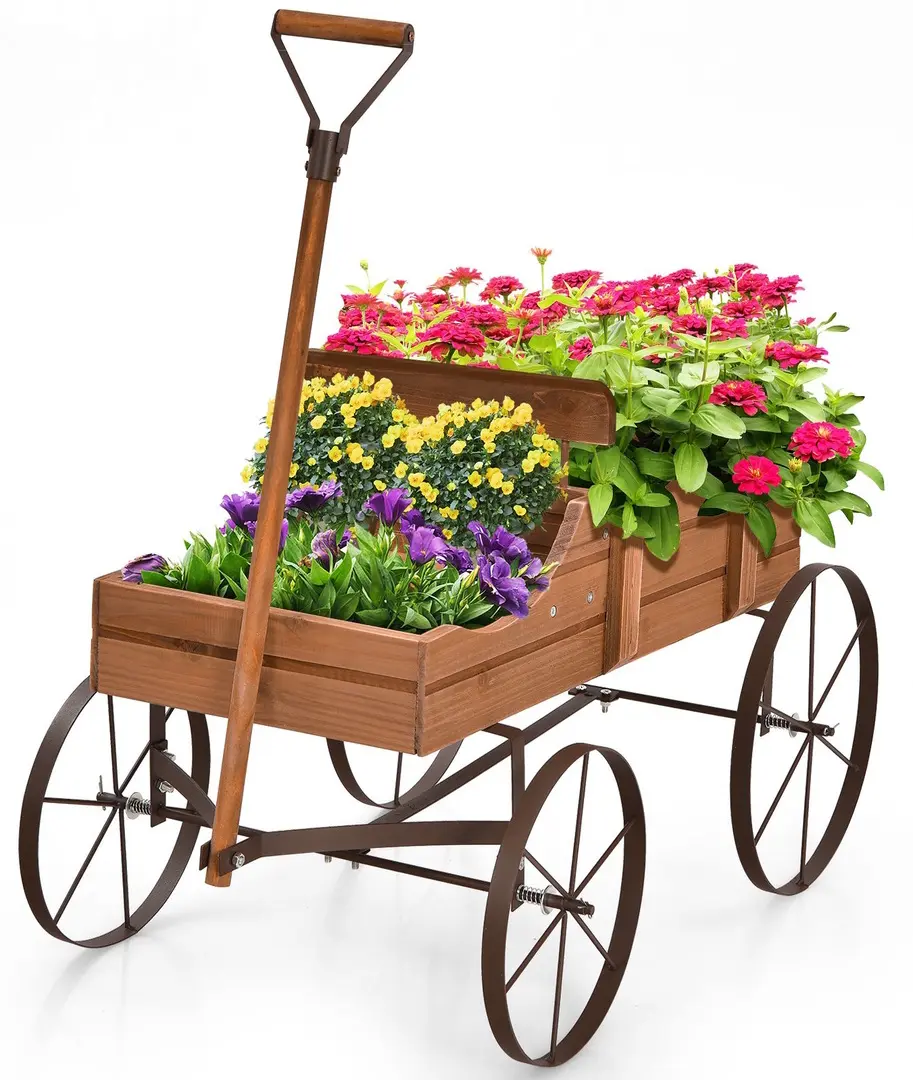 Carucior decorativ pentru flori Costway GT4183CF (Natural)