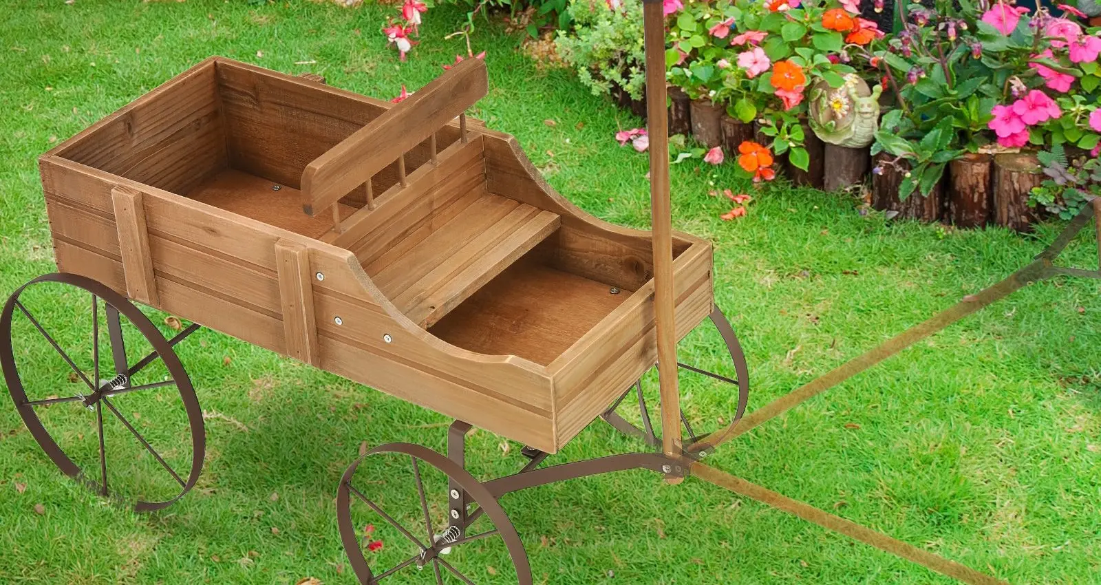 Carucior decorativ pentru flori Costway GT4183CF (Natural)