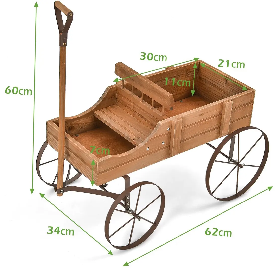 Carucior decorativ pentru flori Costway GT4183CF (Natural)