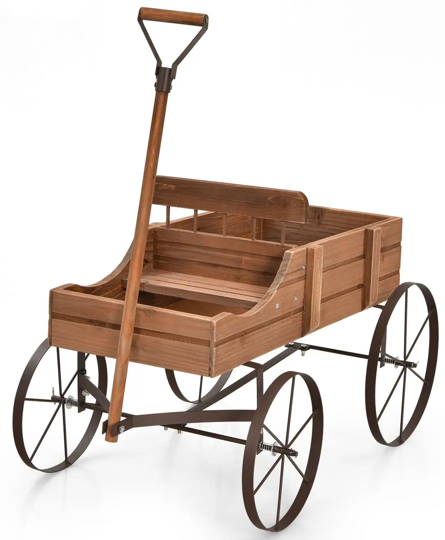 Carucior decorativ pentru flori Costway GT4183CF (Natural)