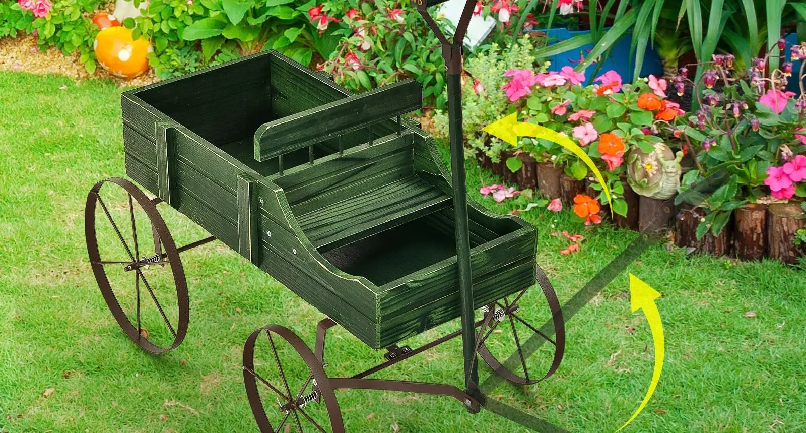 Carucior decorativ pentru flori Costway GT4183GN (Green)