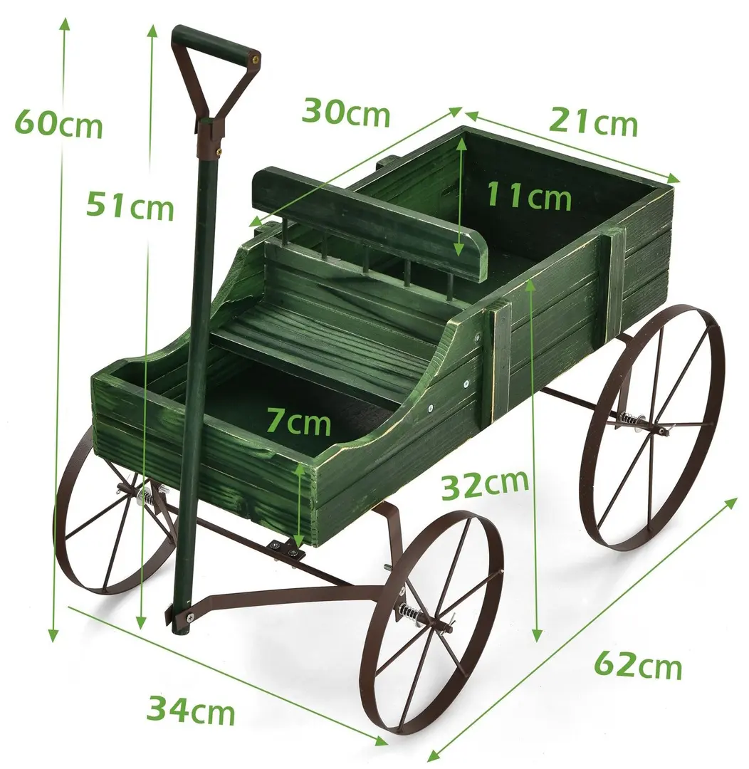 Carucior decorativ pentru flori Costway GT4183GN (Green)