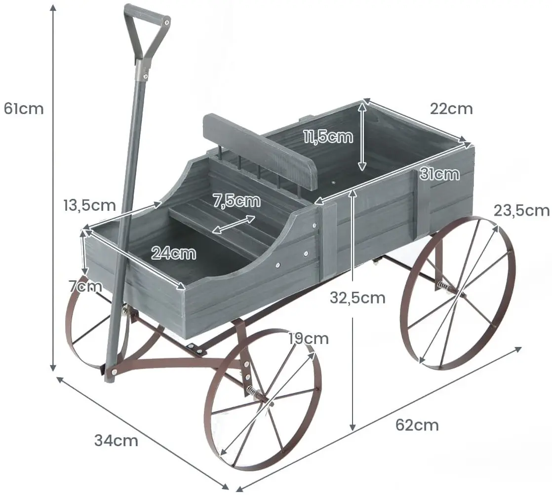 Carucior decorativ pentru flori Costway GT4183GR (Gray) - 2