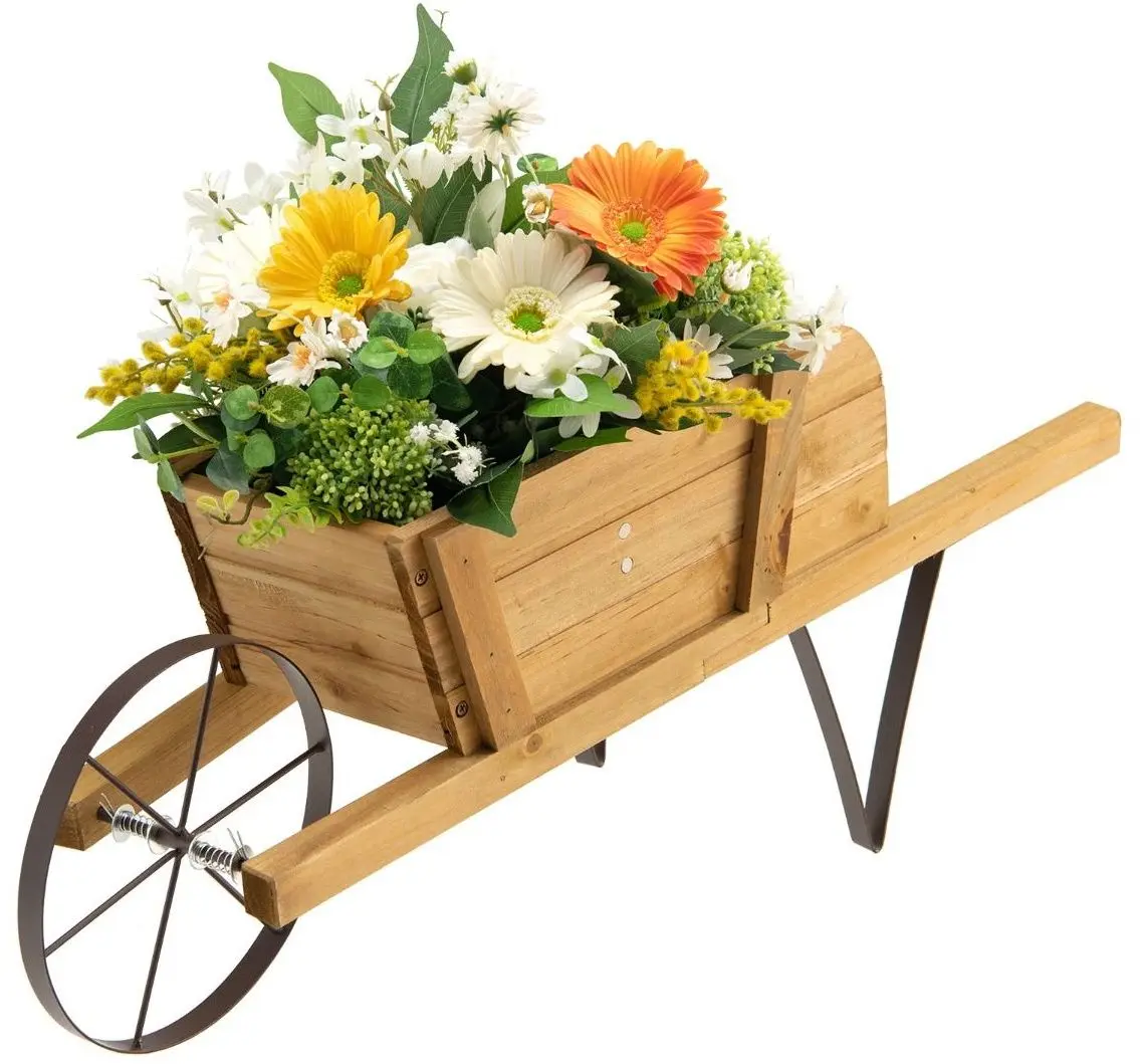 Carucior decorativ pentru flori Costway TA10022CF (Natural)