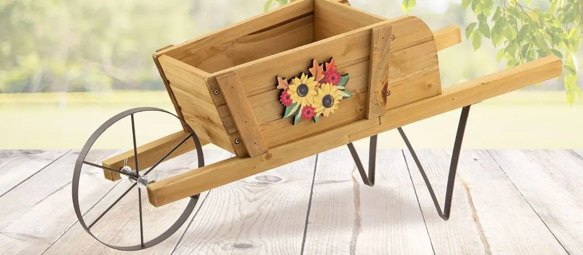 Carucior decorativ pentru flori Costway TA10022CF (Natural)