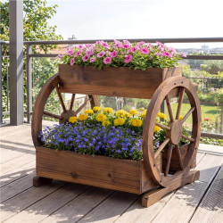 Pat de gradina inaltat cu 2 nivele Costway HZ10398CF (Brown)