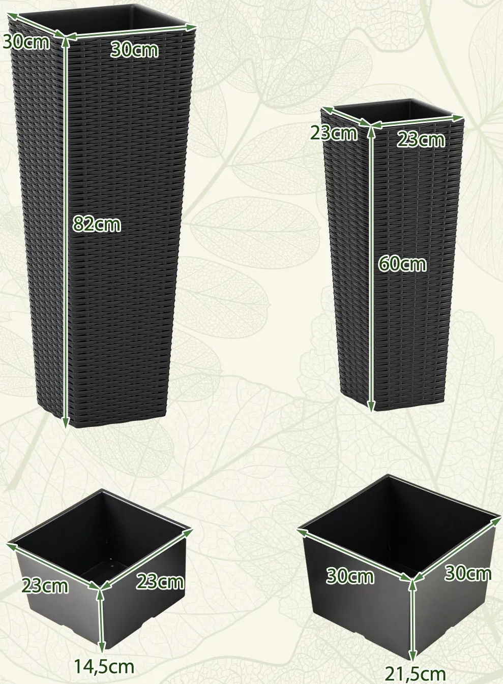 Set ghiveciuri pentru flori Costway NP12483BK 2pcs (Black) - 2