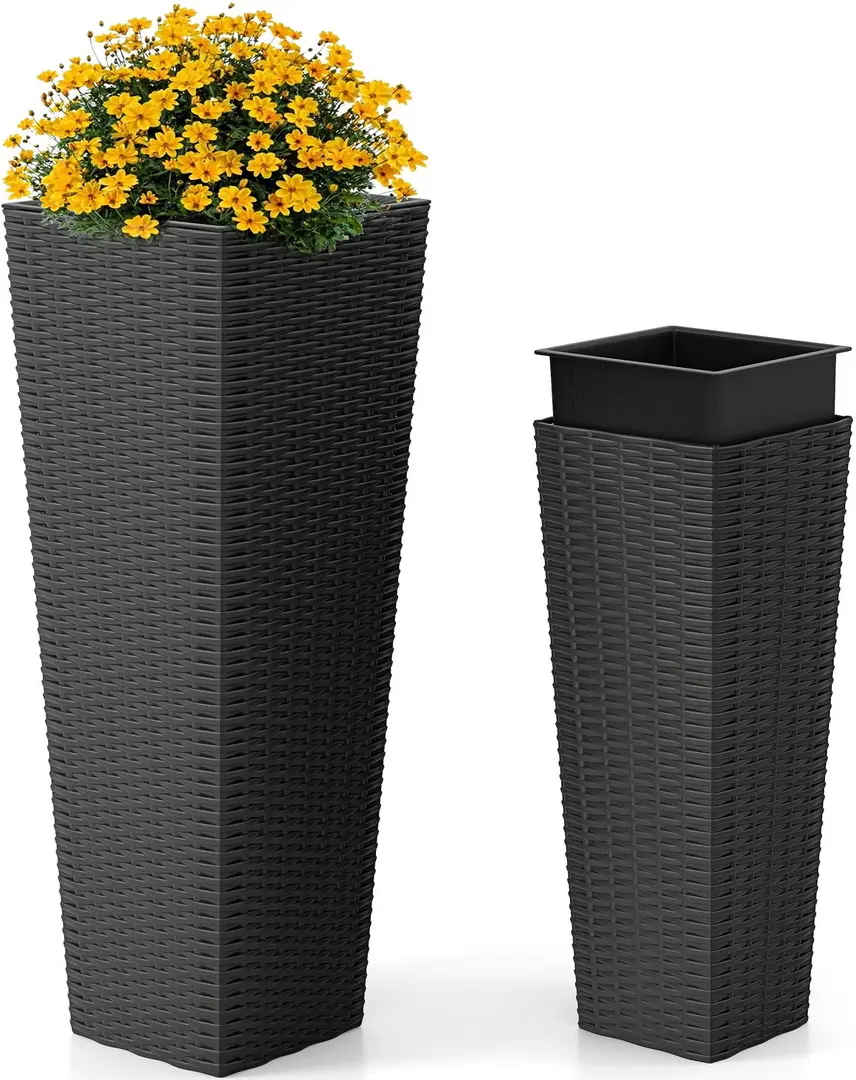 Set ghiveciuri pentru flori Costway NP12483BK 2pcs (Black)