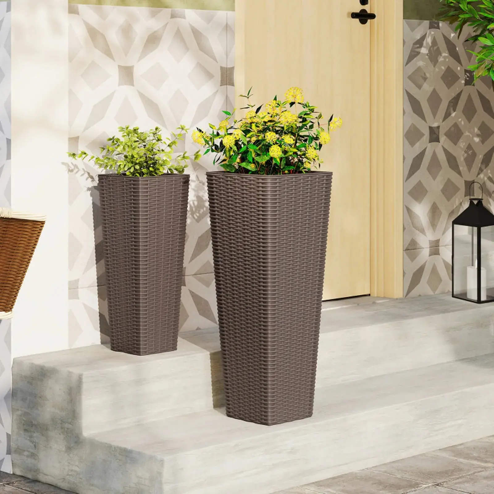 Set ghiveciuri pentru flori Costway NP12483CF 2pcs (Brown) - 2