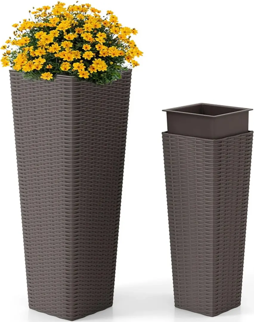 Set ghiveciuri pentru flori Costway NP12483CF 2pcs (Brown)