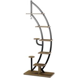 Set de etajere pentru flori Costway HZ10079NA-2 (Wood/Black) Thumb