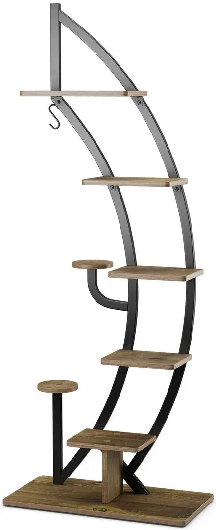 Set de etajere pentru flori Costway HZ10079NA-2 (Wood/Black)