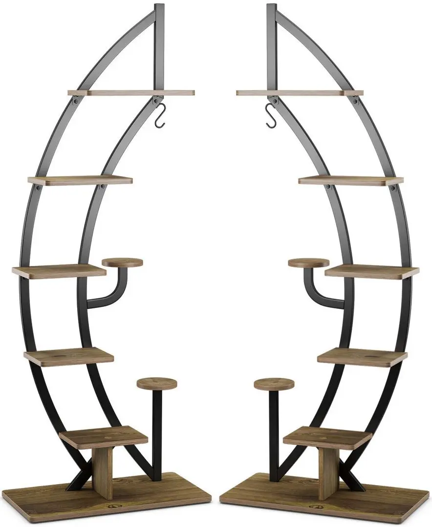 Set de etajere pentru flori Costway HZ10079NA-2 (Wood/Black)
