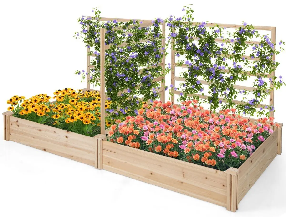 Набор садовых грядок + шпалера Costway GT4322NA (Natural)