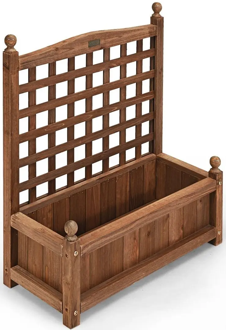 Jardiniera de flori + spalier Costway GT3429 (Dark Brown)