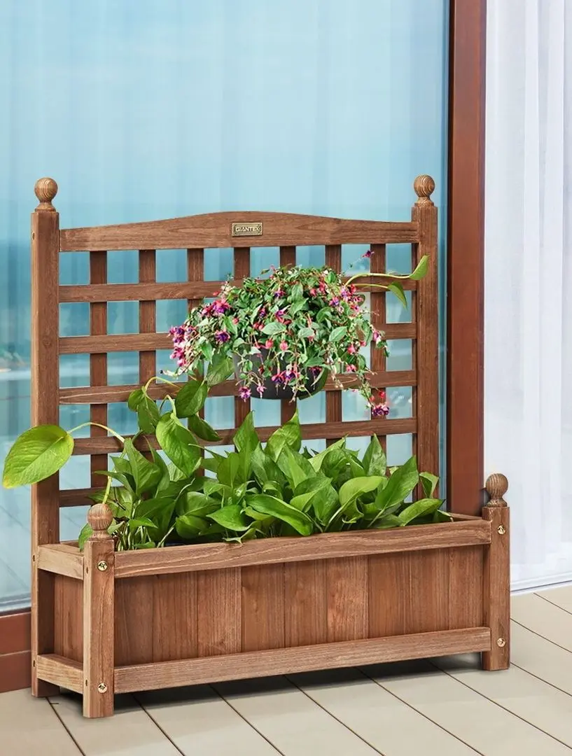 Jardiniera de flori + spalier Costway GT3429 (Dark Brown)