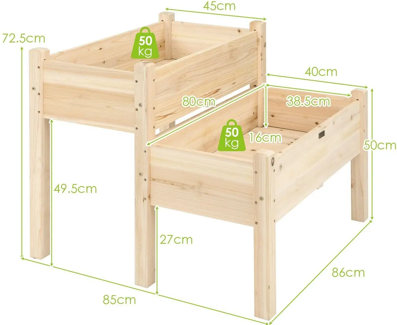 Садовая грядка Costway GT3651 (Natural) - 4