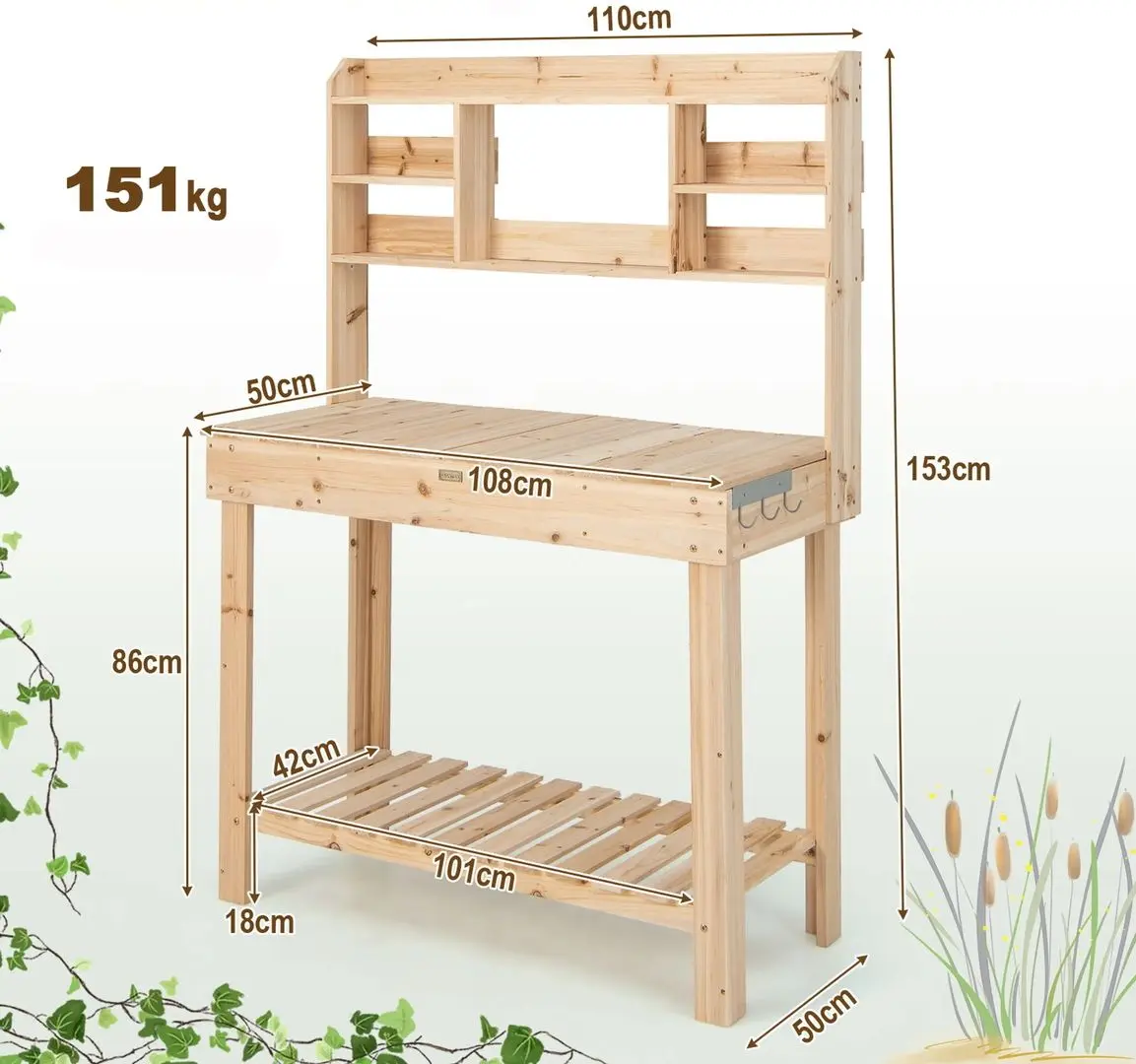 Etajera pentru flori Costway GT3927NA (Natural) - 2