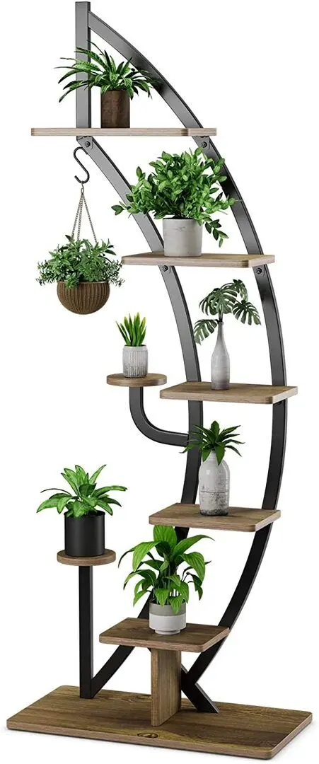 Etajera pentru flori Costway HZ10079NA (Wood/Black)