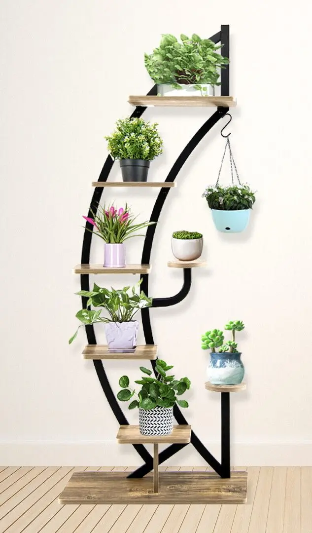 Etajera pentru flori Costway HZ10079NA (Wood/Black)