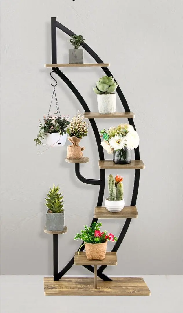 Etajera pentru flori Costway HZ10079NA (Wood/Black)