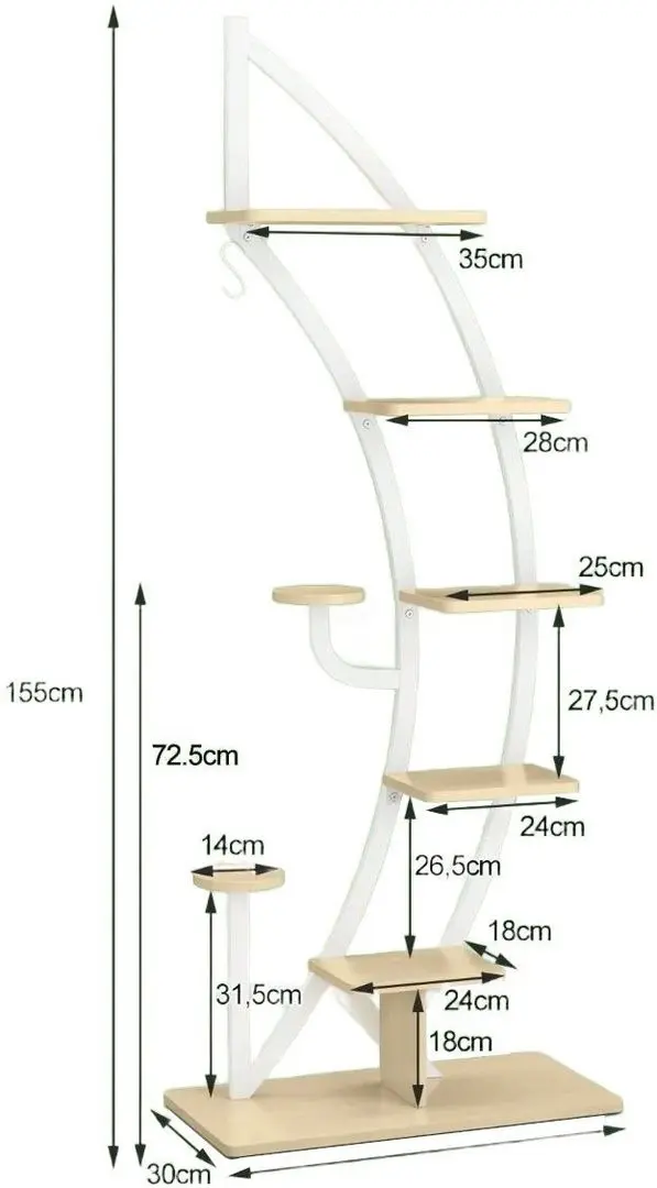 Подставка для цветов Costway HZ10079WH (Natural/White)
