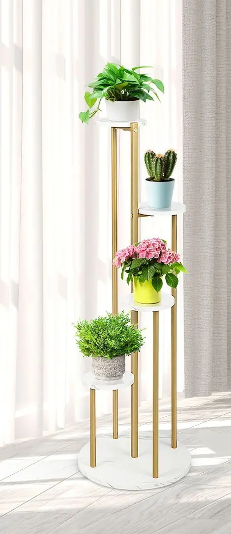 Подставка для цветов Costway HZ10106WH (White/Gold) - 4