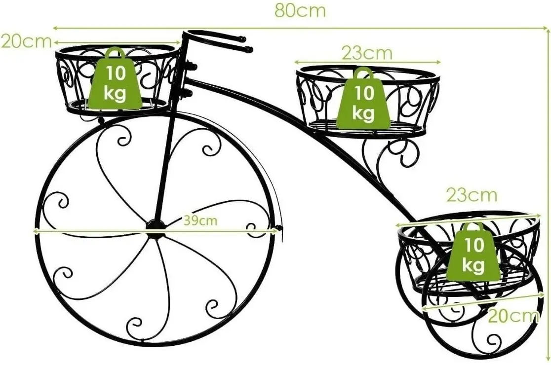 Suport-bicicleta pentru flori Costway HZ10029 (Black) - 2