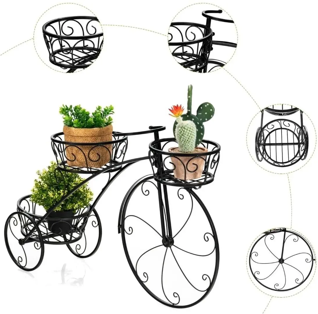 Suport-bicicleta pentru flori Costway HZ10029 (Black) - 3