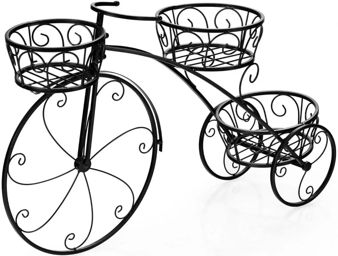 Suport-bicicleta pentru flori Costway HZ10029 (Black)