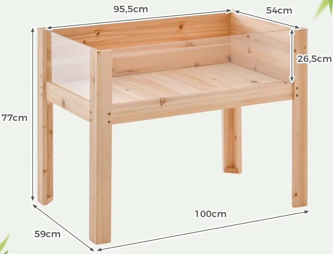 Pat de gradina inaltat Costway GT4062NA (Natural) - 3