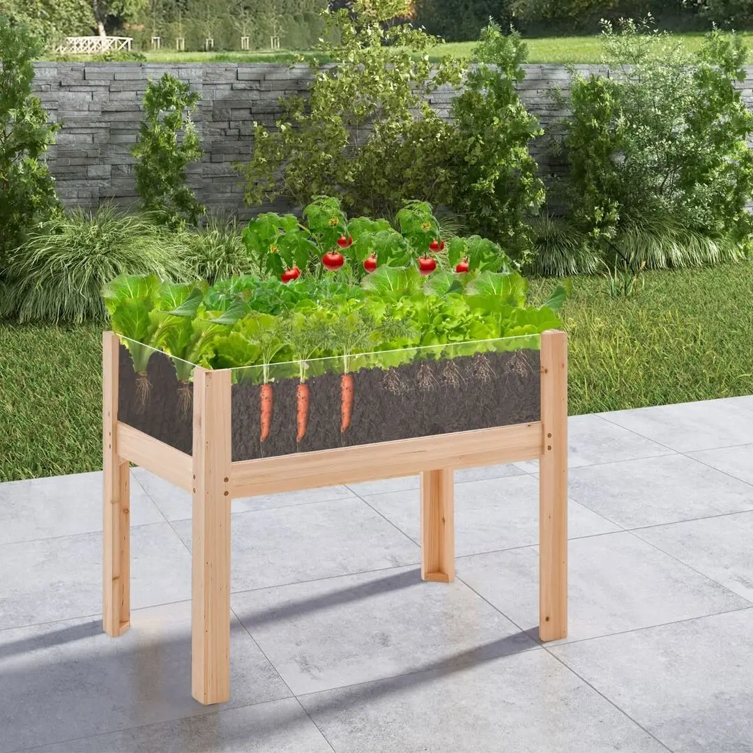 Pat de gradina inaltat Costway GT4062NA (Natural)
