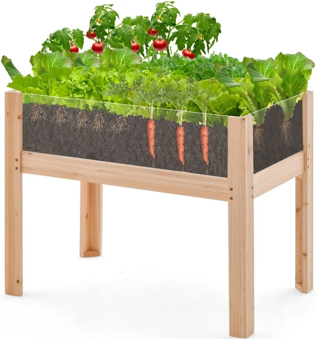 Pat de gradina inaltat Costway GT4063NA (Natural) - 2