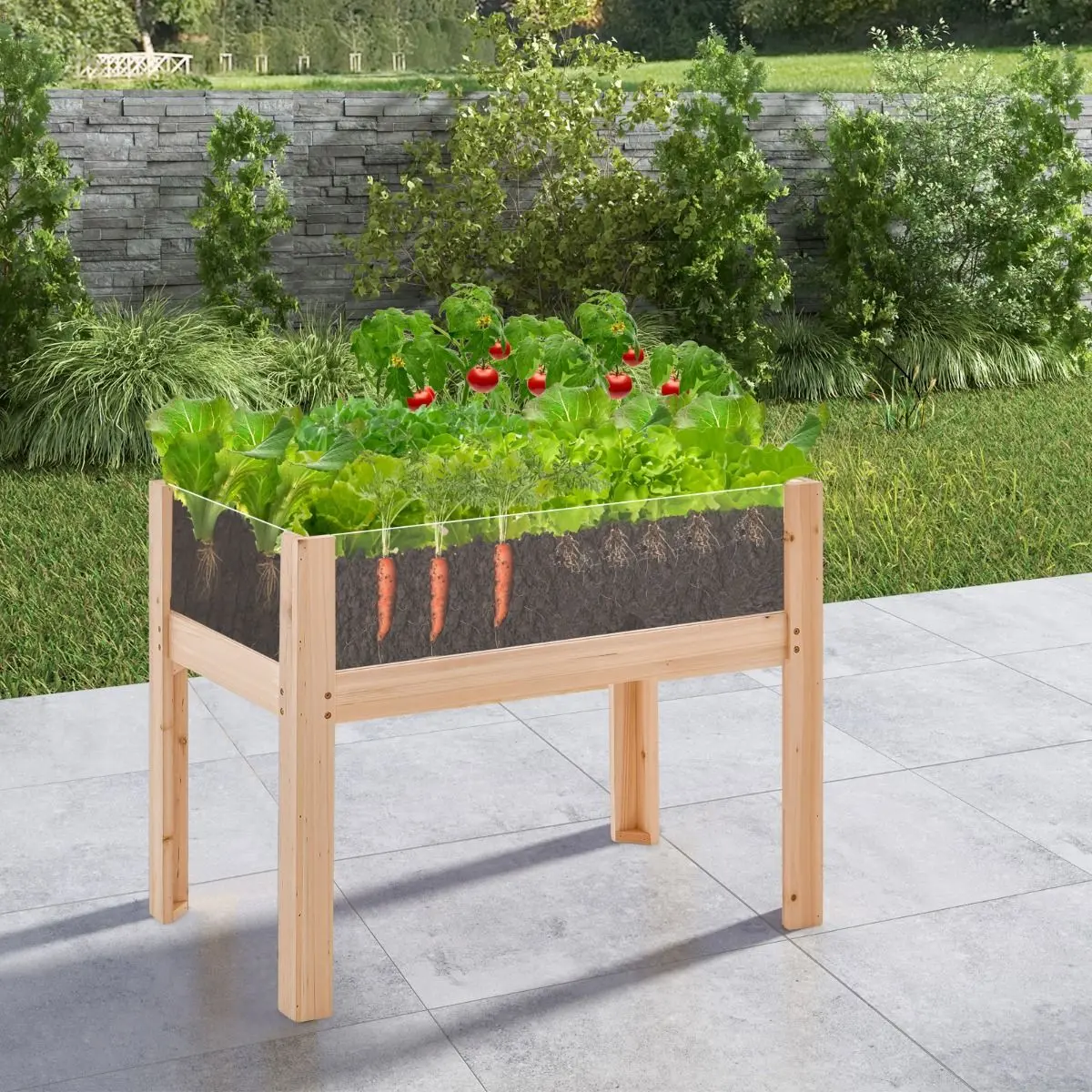 Pat de gradina inaltat Costway GT4063NA (Natural) - 3