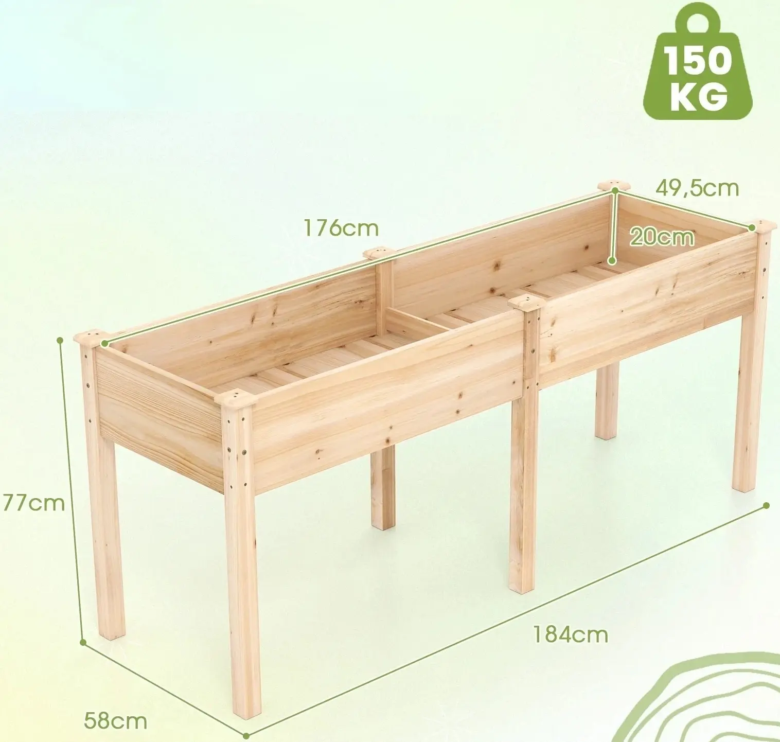 Pat de gradina inaltat Costway GT4278NA (Natural) - 3