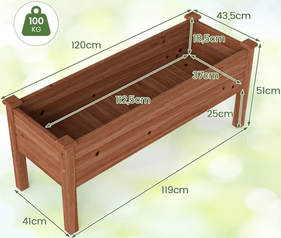 Pat de gradina inaltat Costway GT4317CF (Brown) - 3