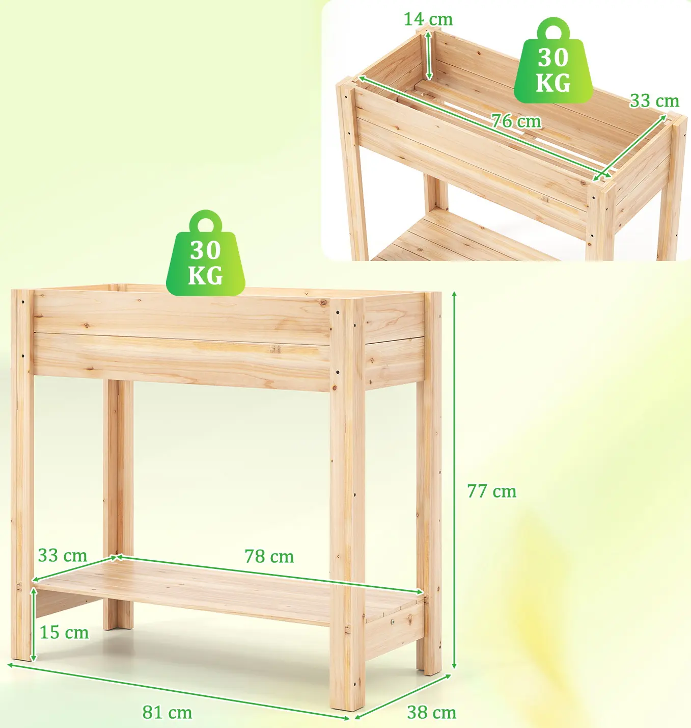 Приподнятая грядка Costway GT4424 (Natural) - 3