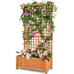 Pat de gradina inaltat cu spalier Costway GT3922OR (Natural) Thumb