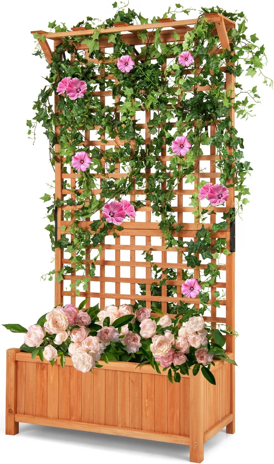 Pat de gradina inaltat cu spalier Costway GT3922OR (Natural) - 2