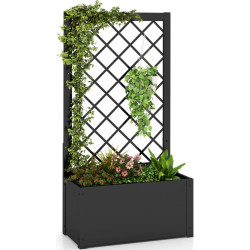 Pat de gradina inaltat cu spalier Costway GT4148BK (Black) Thumb