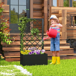 Pat de gradina inaltat cu spalier Costway GT4148BK (Black) Thumb